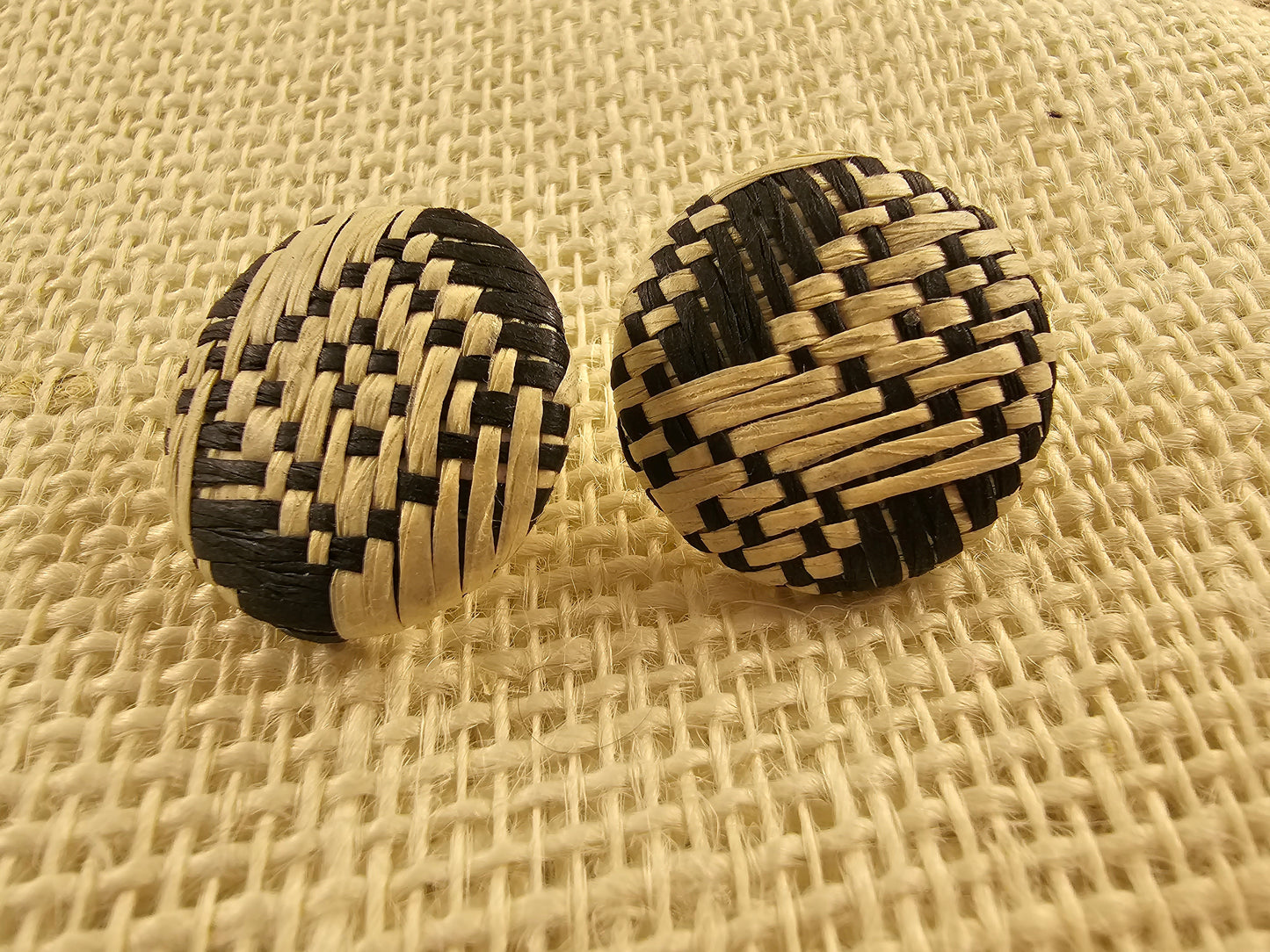 Bamboo Straw Stud Earrings