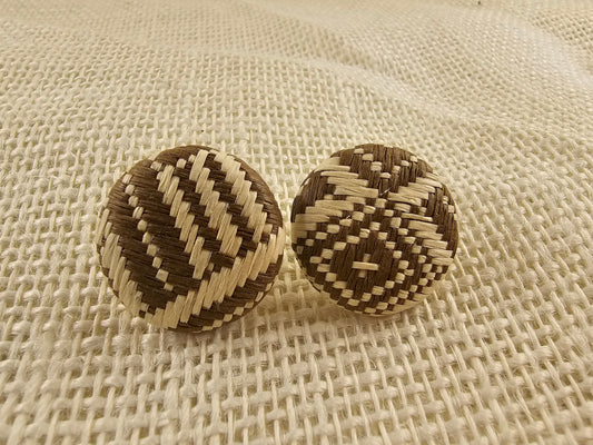 Bamboo Straw Stud Earrings