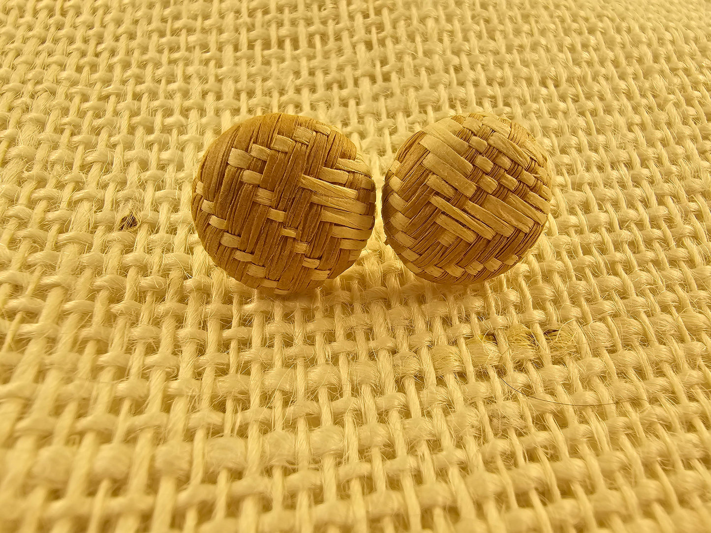 Bamboo Straw Stud Earrings