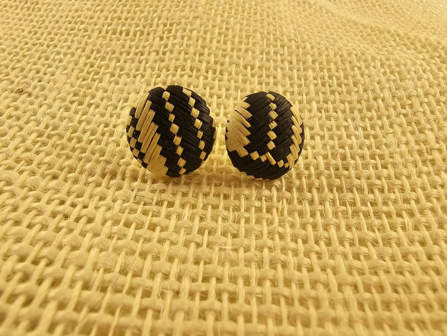 Bamboo Straw Stud Earrings